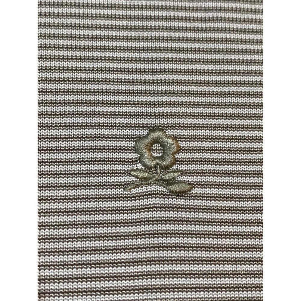 Montagut Fil Lumiere Mens XXL Polo Shirt Taupe Striped Vintage - Picture 5 of 9